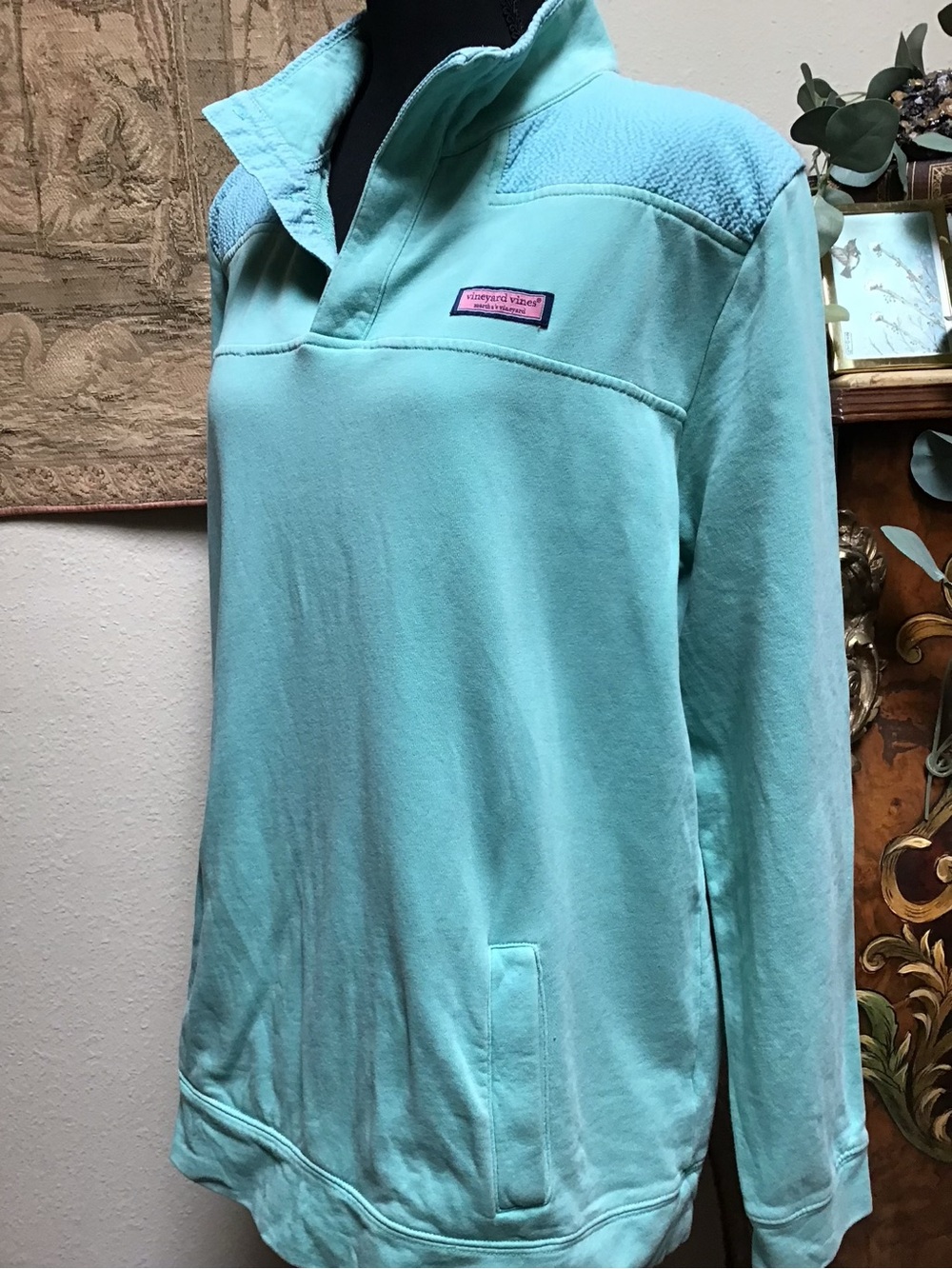 Vineyard Vines Light Aqua Quarter-Zip Pullover